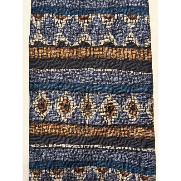VTG Chez Roffe New York 100% Imported Silk Necktie Gold Blues Stone Black Colors - Picture 2 of 4